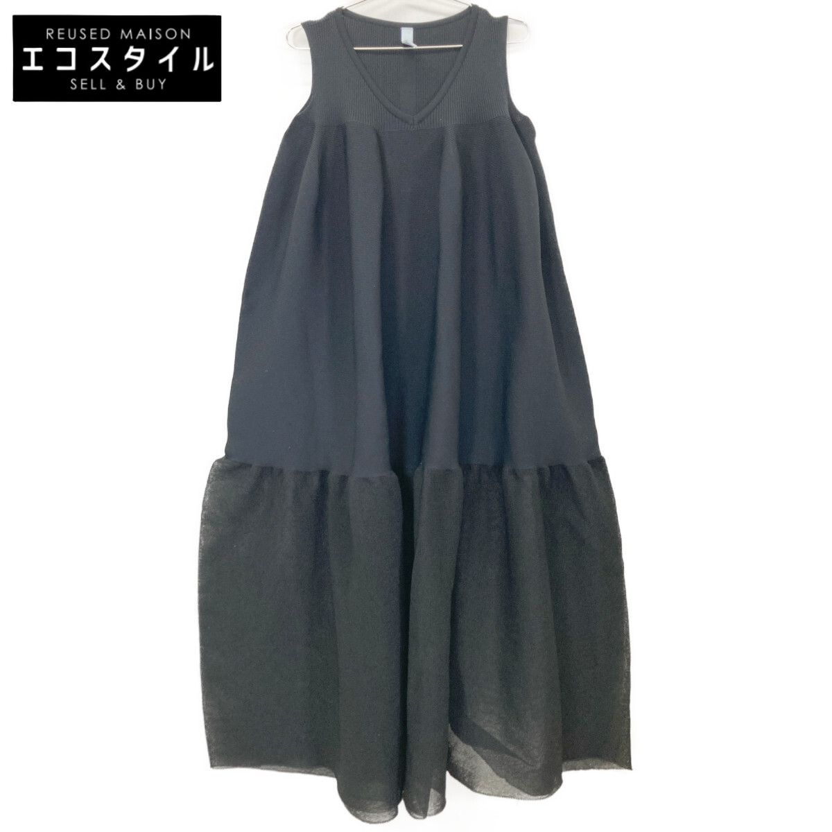 CFCL　シーエフシーエル　CF005KH033 23SS ブラック POTTERY LUCENT DRESS 2 シアーワンピース　3