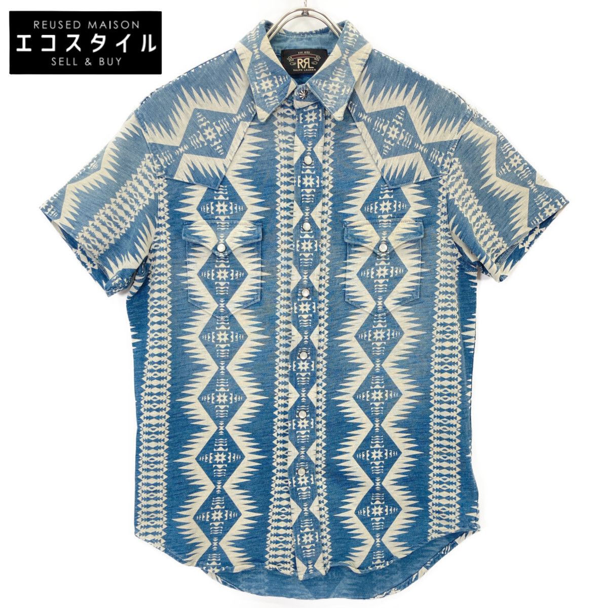 RRL　ダブルアールエル　インディゴ ネイティブ柄 コンチョボタン ウエスタンシャツ　XS