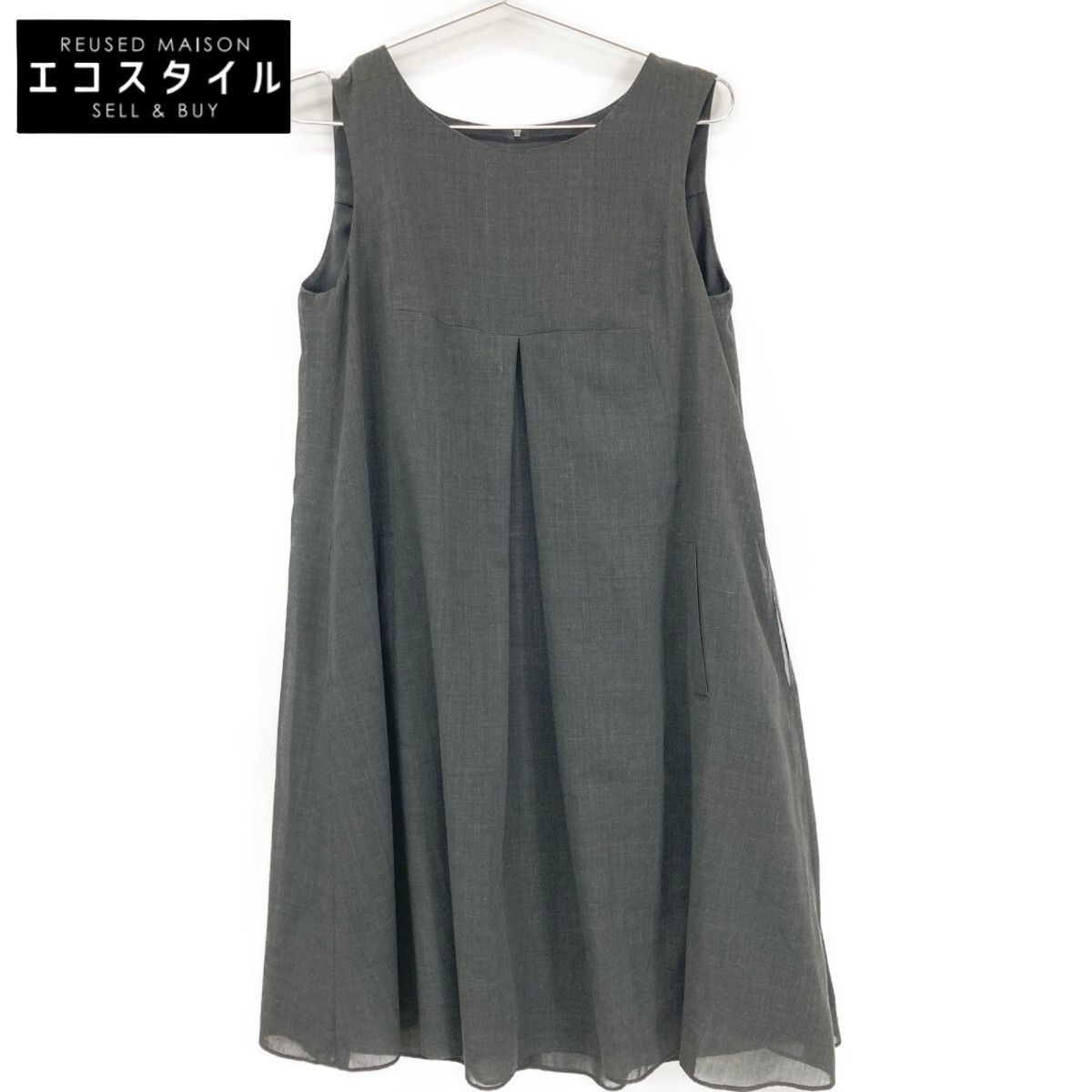 FOXEY NEW YORK　フォクシーニューヨーク　35609 グレー ダブルタックドレス　　40