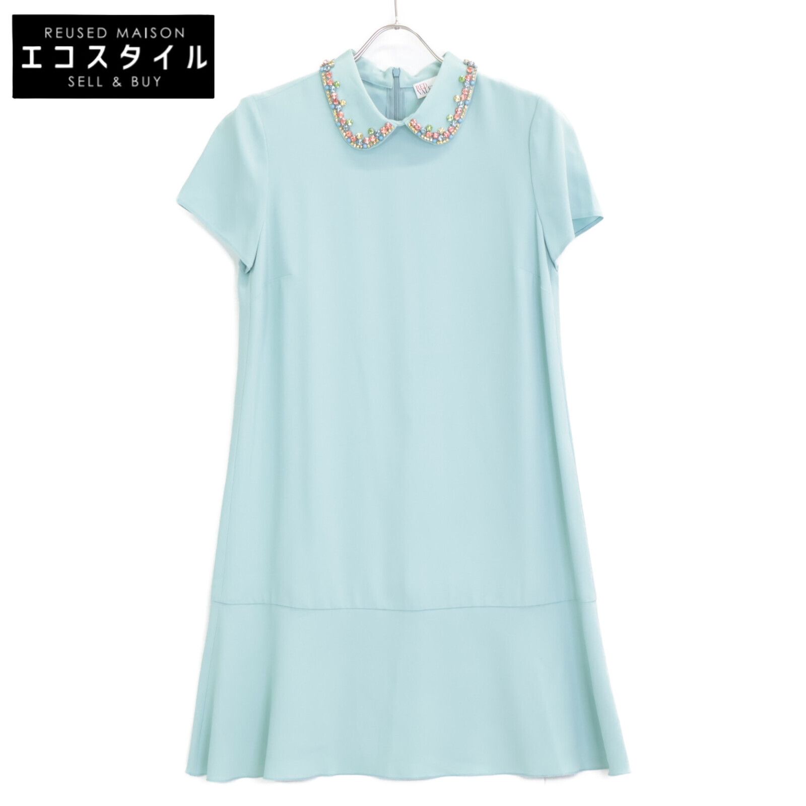 RED VALENTINO　レッドヴァレンチノ　SR3VAH020F1 グリーン系 襟 ビジュー ワンピース　40