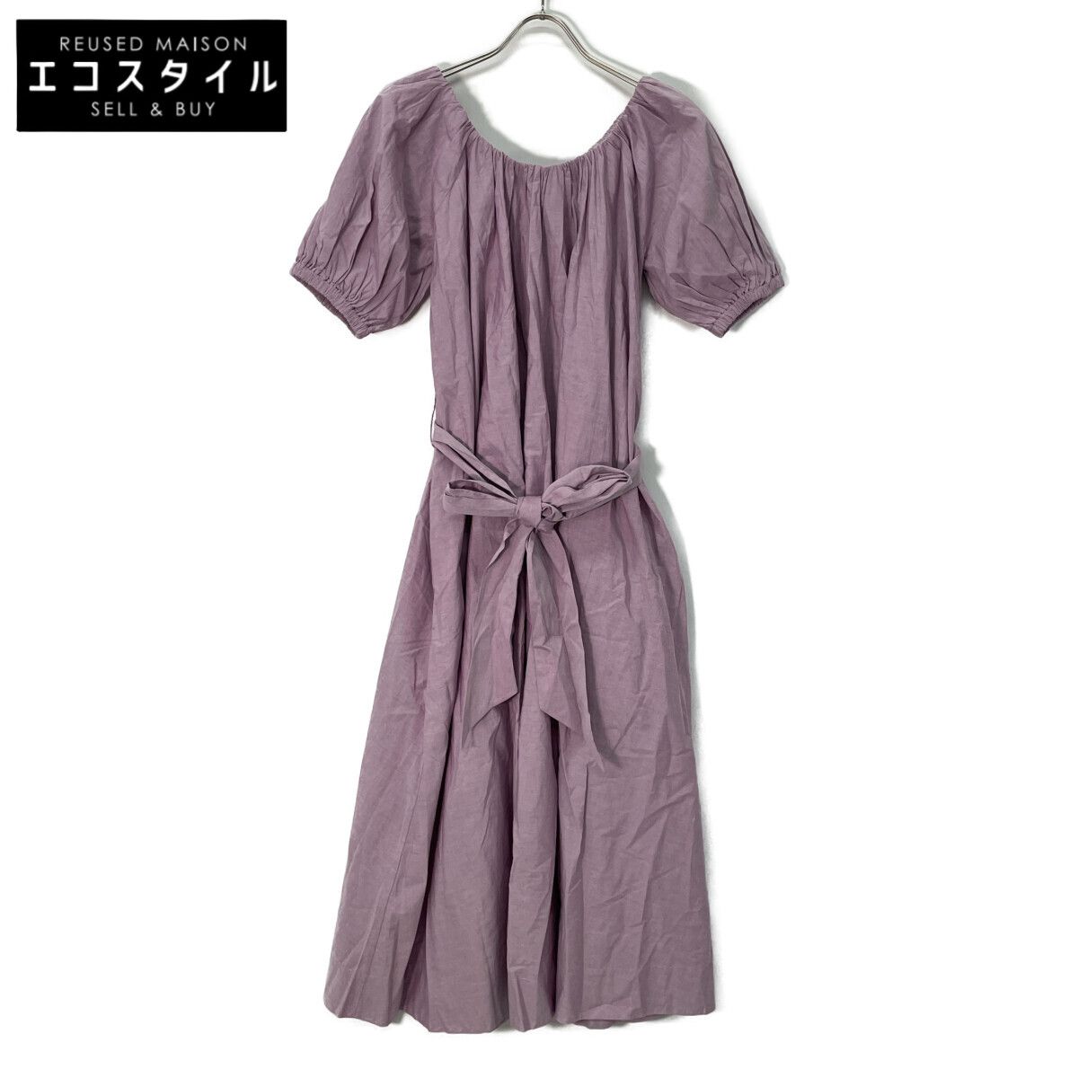 MERLETTE　マーレット　パープル BASTION CHAMBRAY パフスリーブベルテッド2WAYドレス　XS