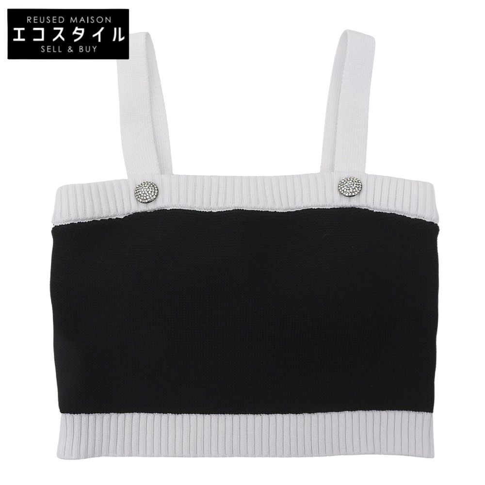 sheller　シェリエ　美品 bijou button knit bustier トップス レディース ブラック ホワイト F SL191040520　F