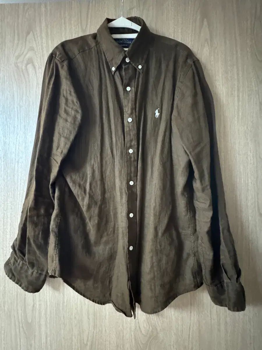 POLO リネン シャツ brown m size