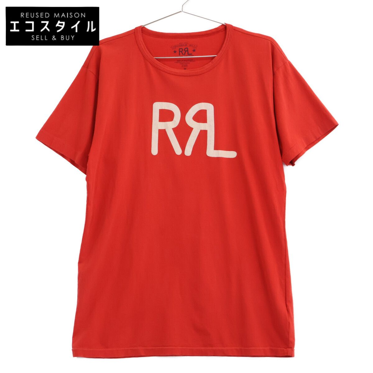 RRL　ダブルアールエル　レッド ロゴ コットン 半袖Tシャツ　M