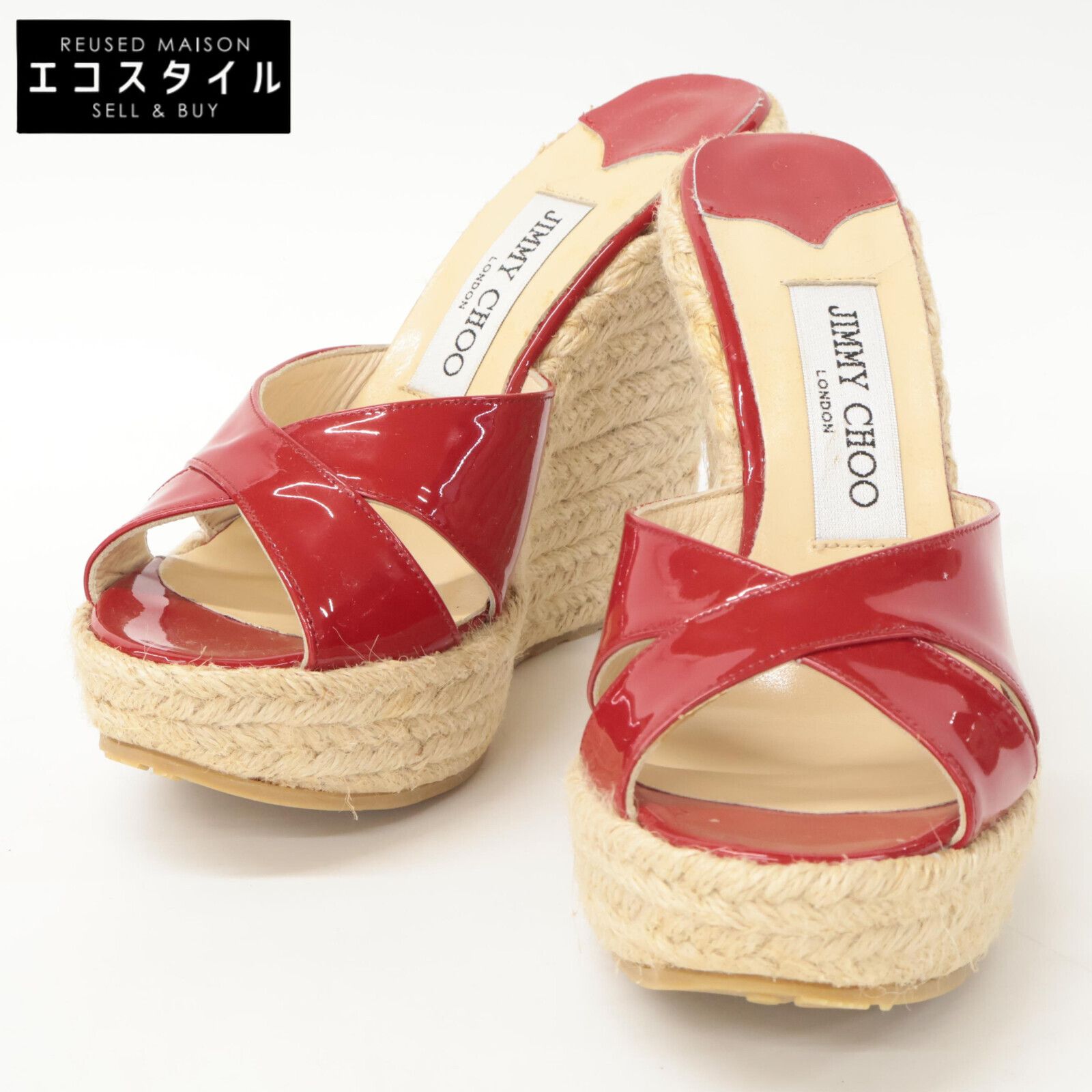 JIMMY CHOO　ジミーチュウ　【新品同様】パテント ウェッジソール　36
