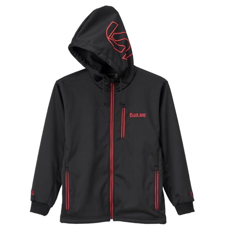 サンライン フリースフルジップフーディ SUW-02403 M ブラック×サンラインレッド