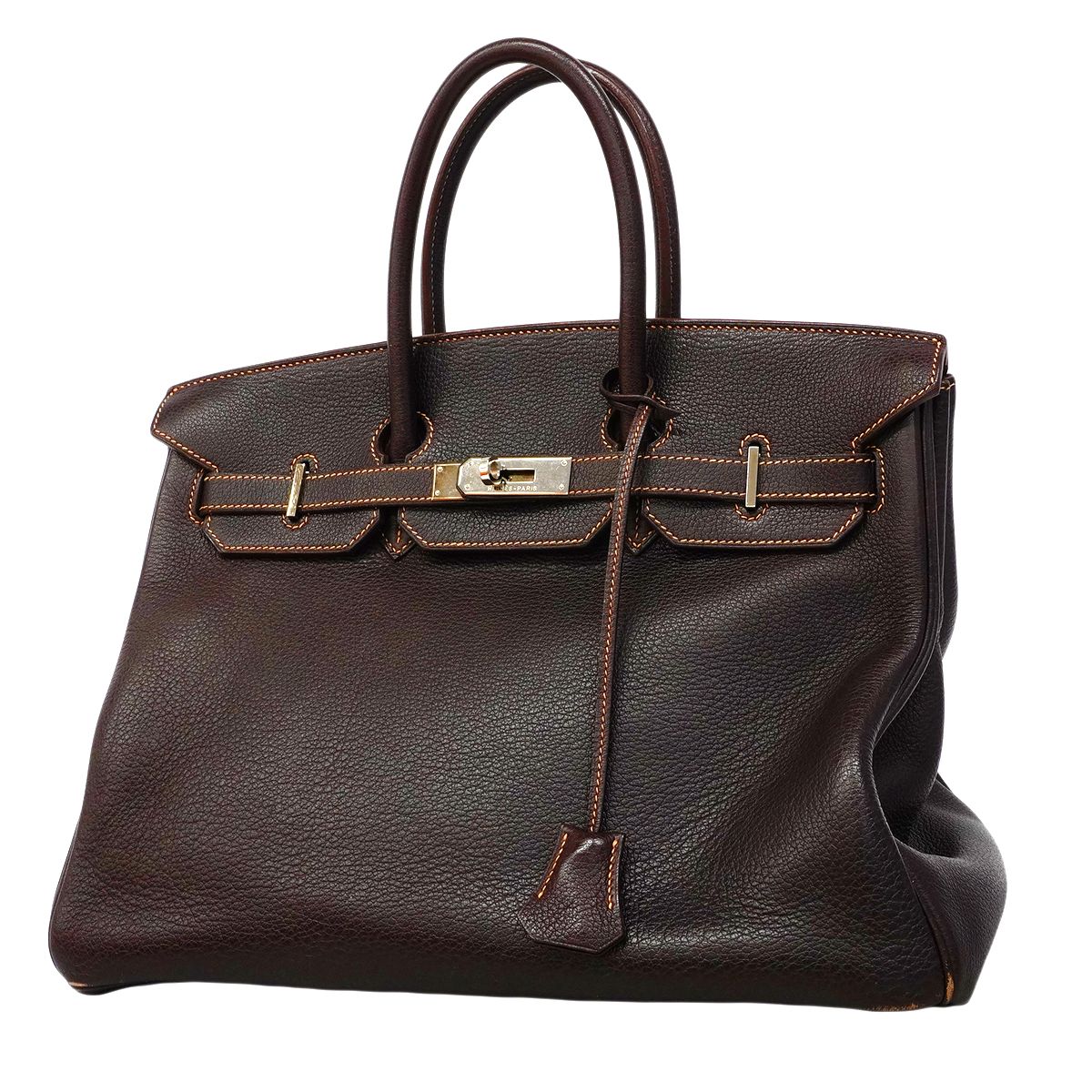 【6fa1919】エルメス ハンドバッグ バーキン35 ブッフル エベーヌ シルバー金具 □G刻印【中古】レディース