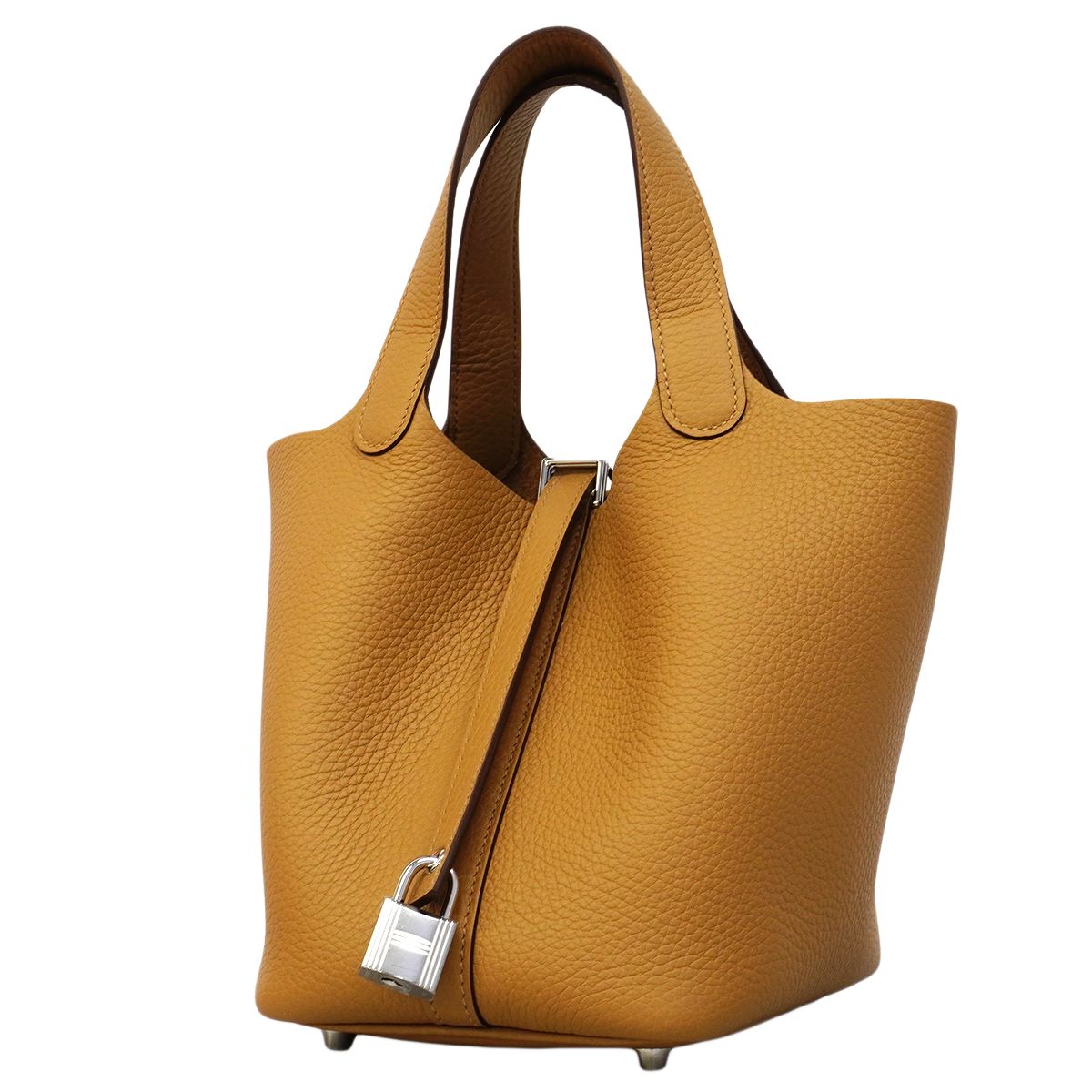 【6fa1925】エルメス ハンドバッグ ピコタンロックPM トリヨンクレマンス タバックキャメル シルバー金具 K刻印【中古】レディース