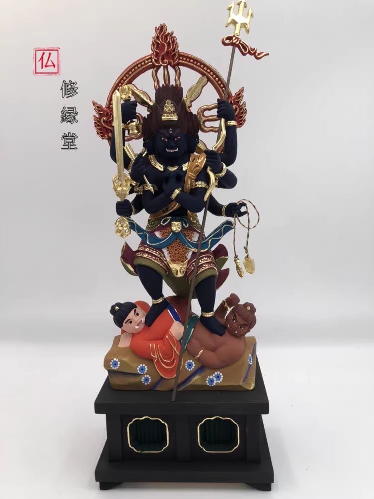 【修縁堂】一刀彫り 仏師彫り 手作り 木彫り細密彫刻 降三世明王
