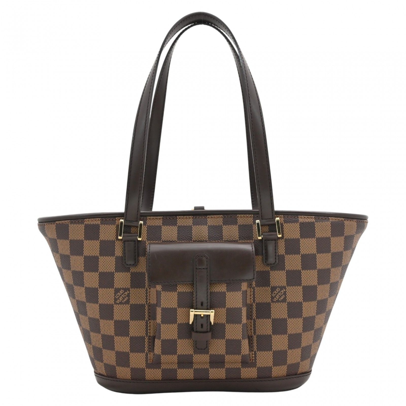 【中古】ルイヴィトン ダミエ マノスクPM ミニトート ハンドバッグ ブラウン ゴールド金具 Aランク lv1595vv