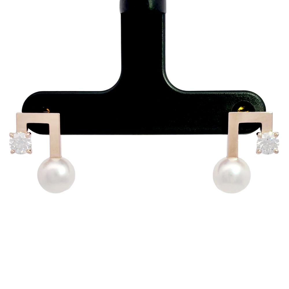 タサキ TASAKI バランス ノート ピアス ダイヤモンド 0.23ct K18PG 3.8g 真珠 パール 7mm ピンクゴールド サクラゴールド レディース【中古】