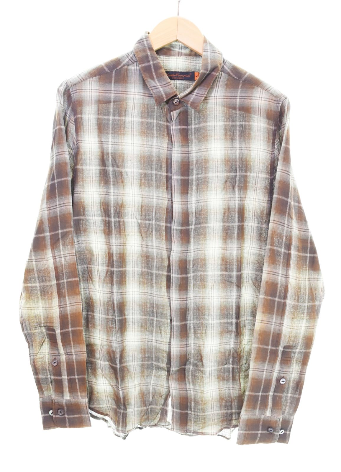 アンダーカバー UNDERCOVER 07SS PURPLE期 Ombre Check L/S Shirt オンブレチャックシャツ 猫目 7S291-SH15 2 長袖シャツ ブラウン Mサイズ 103MT-4806