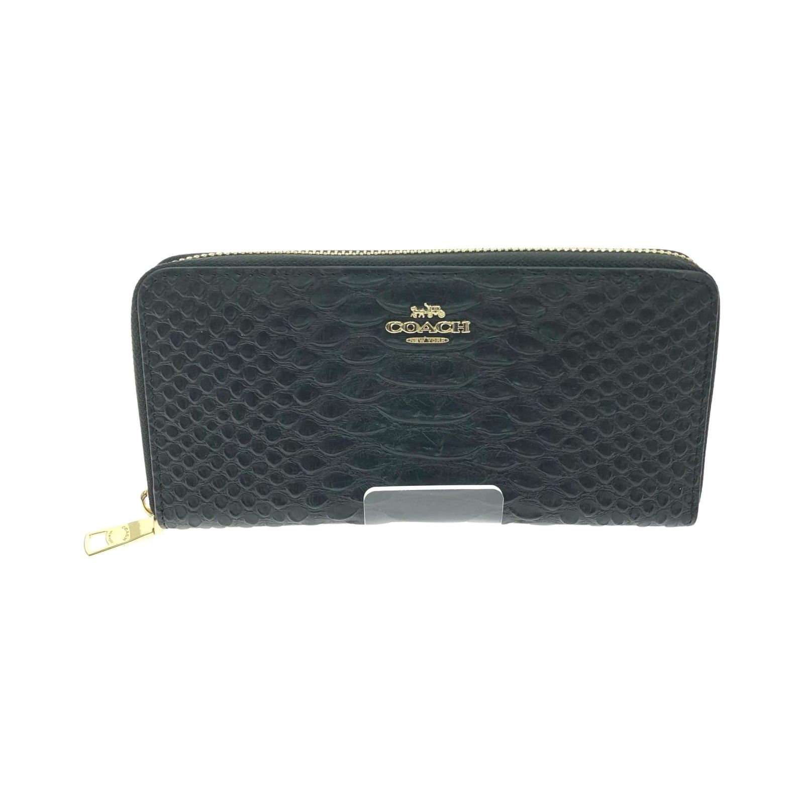 COACH コーチ ユニセックス 長財布 ラウンドファスナー クロコ型押しレザー F53659 ブラック