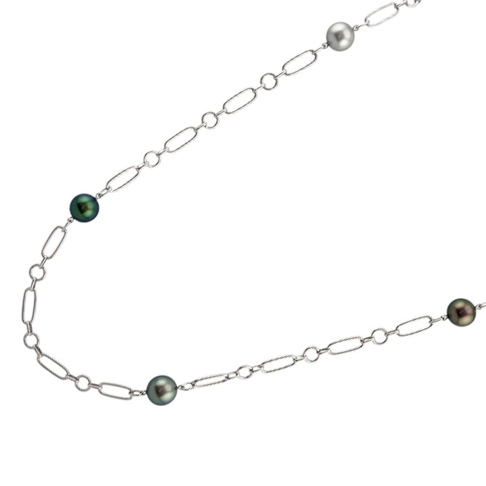 ミキモト モールスコード ネックレス 18金 K18ホワイトゴールド パール レディース MIKIMOTO 中古 ミキモト