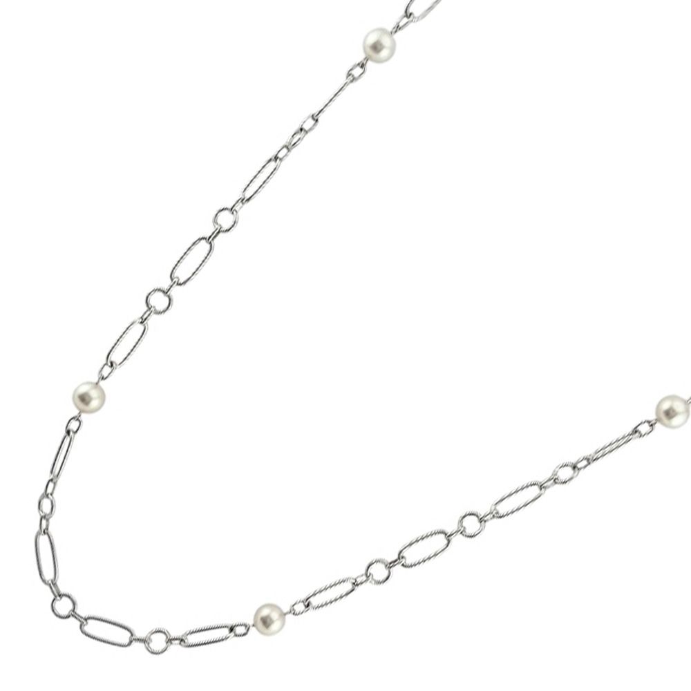ミキモト モールスコード ネックレス 18金 K18ホワイトゴールド パール レディース MIKIMOTO 中古 ミキモト