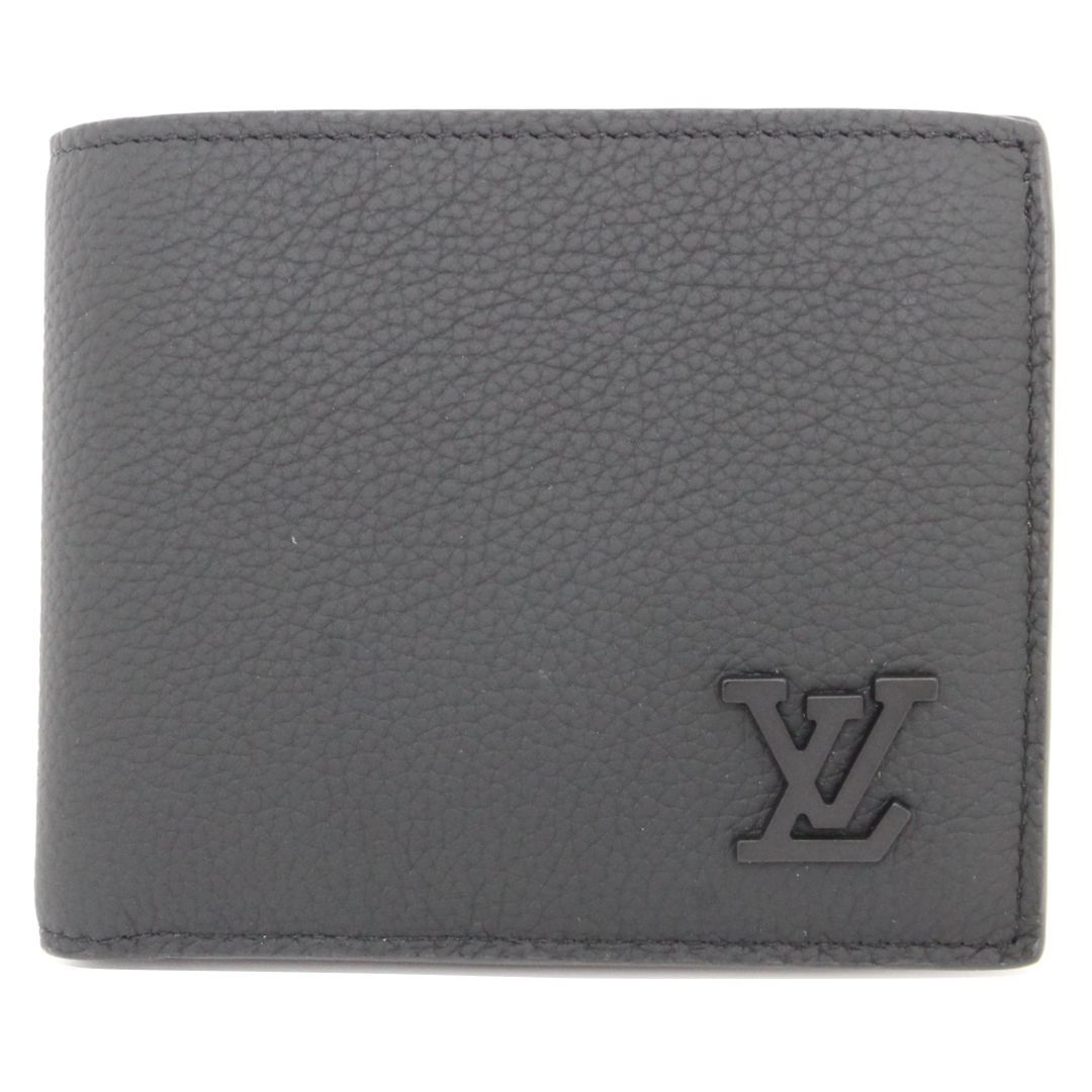 ★【LOUIS VUITTON】ルイヴィトン　M81742　ポルトフォイユマルコ　二つ折り財布　カーフレザー　LVアエログラム　ノワール