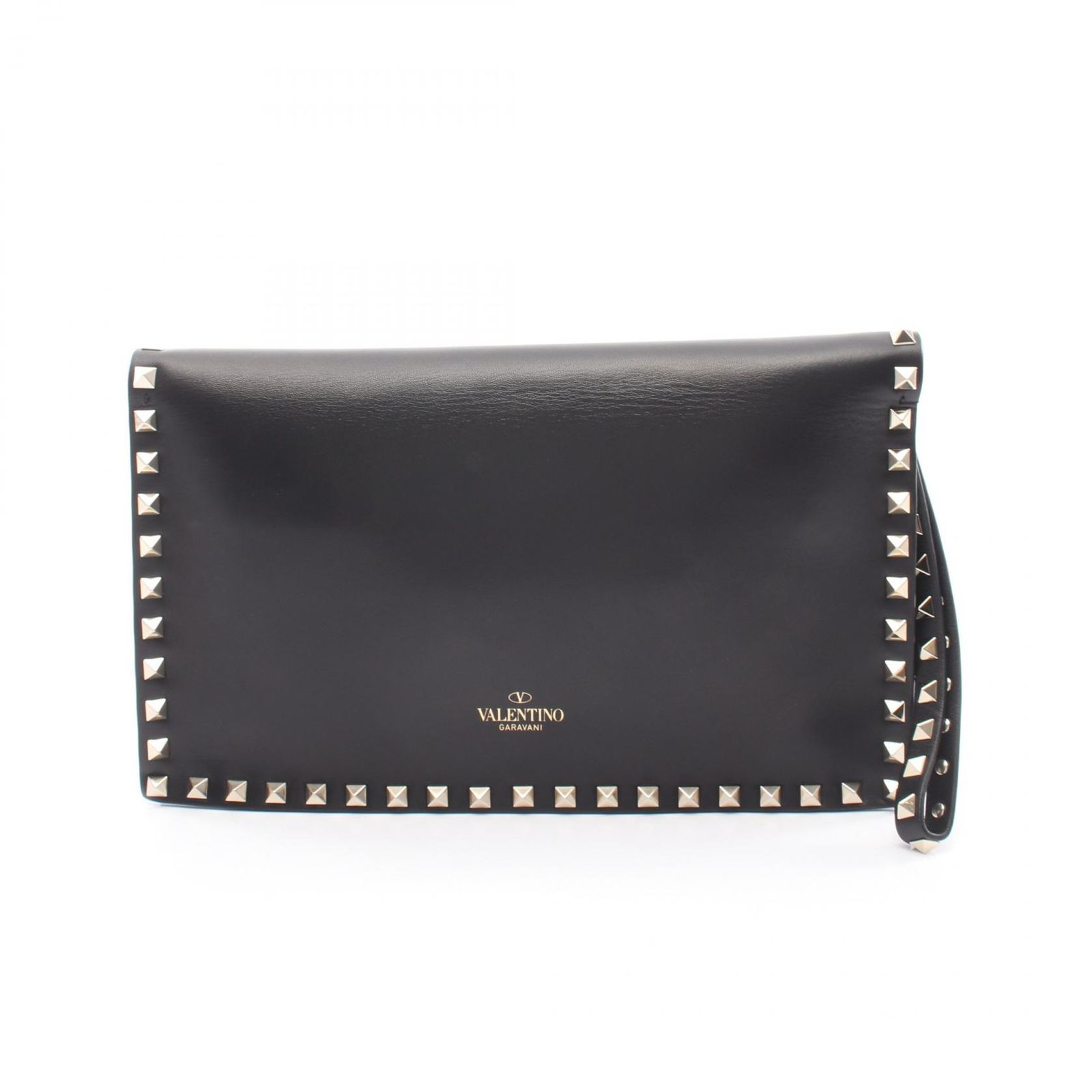 ヴァレンチノ Valentino セカンドバッグ クラッチバッグ ロックスタッズ ZW2B0399NBD ブラック レザー ロックスタッズ クラッチバッグ レディース Used B