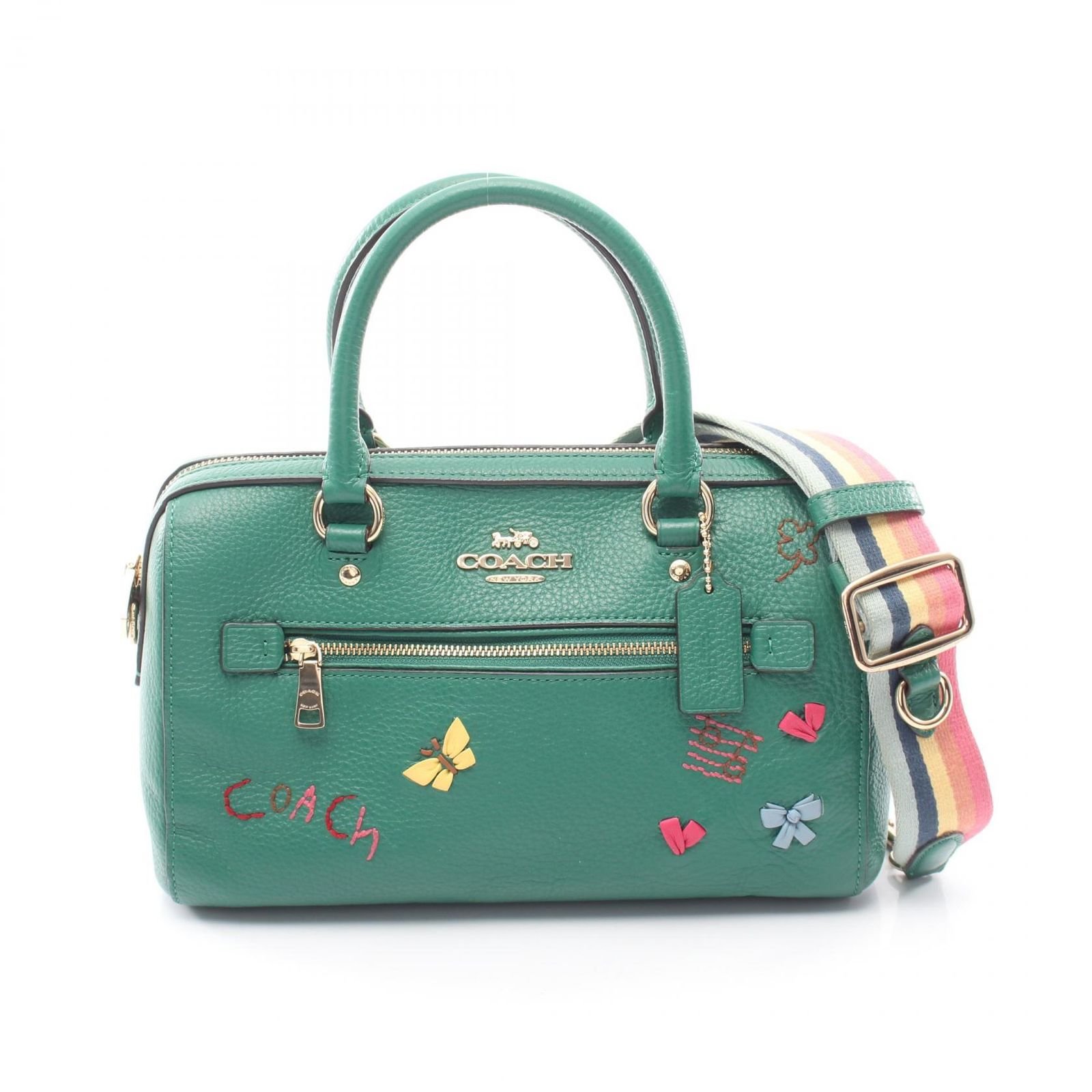 コーチ COACH ハンドバッグ ローアン サッチェル ウィズ ダイアリー エンブロイダリー 2WAY C8280 グリーン レザー ローアン サッチェル ウィズ ダイアリー エンブロイダリー