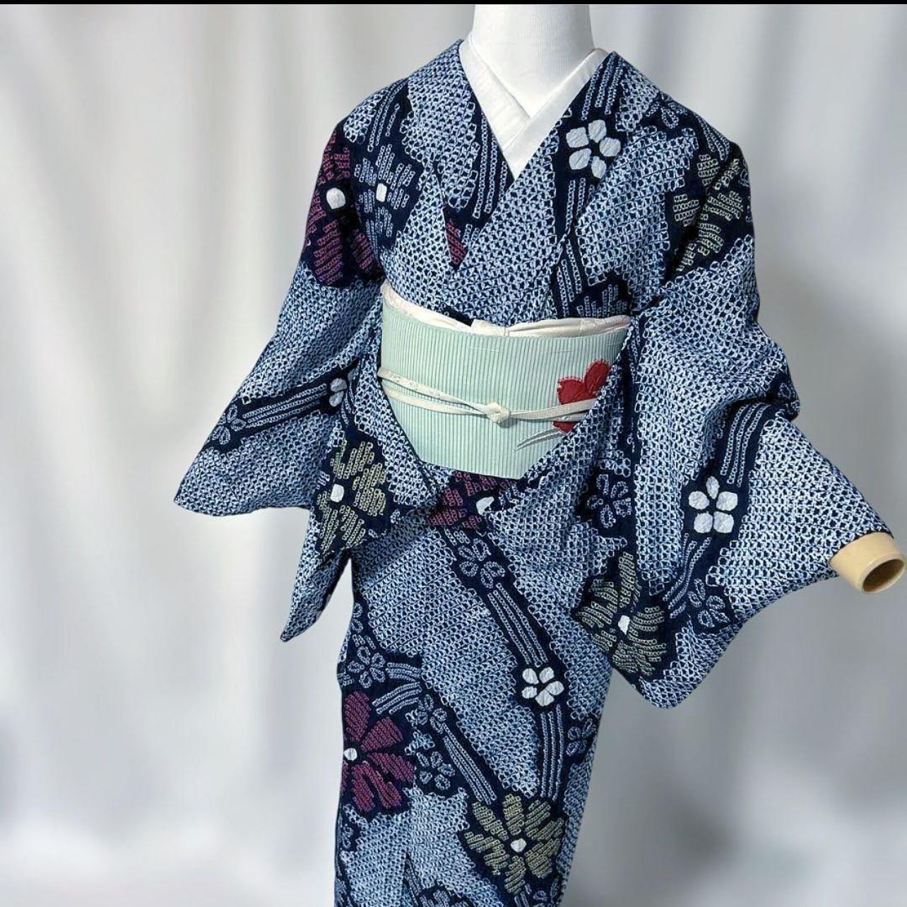 美品 有松絞り フルセット 4点 夏新品正絹名古屋帯 帯締め 帯揚げ 