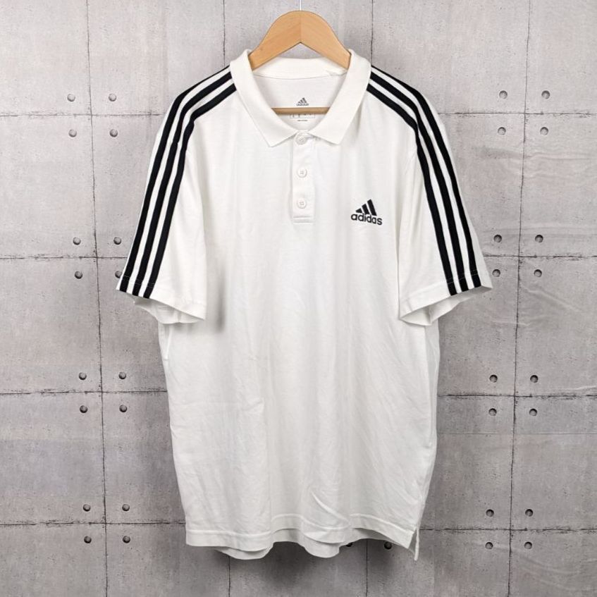 adidas アディダス ワンポイント刺繍ロゴ 3ストライプ 半袖 ポロシャツ