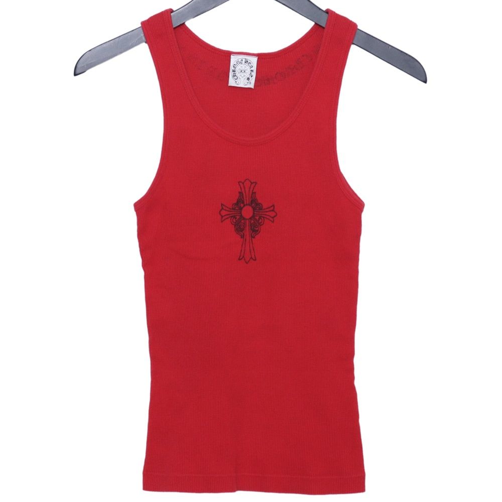 CHROME HEARTS リブ編みタンクトップ レッド CHROME HEARTS レディース オールド クロスプリントタンクトップ M