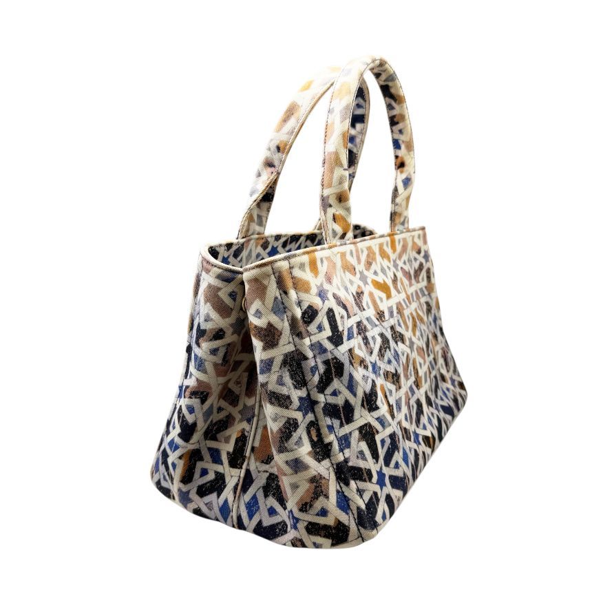 中古】PRADA プラダ カナパ ミディアム キャンバス オレンジ ブルー