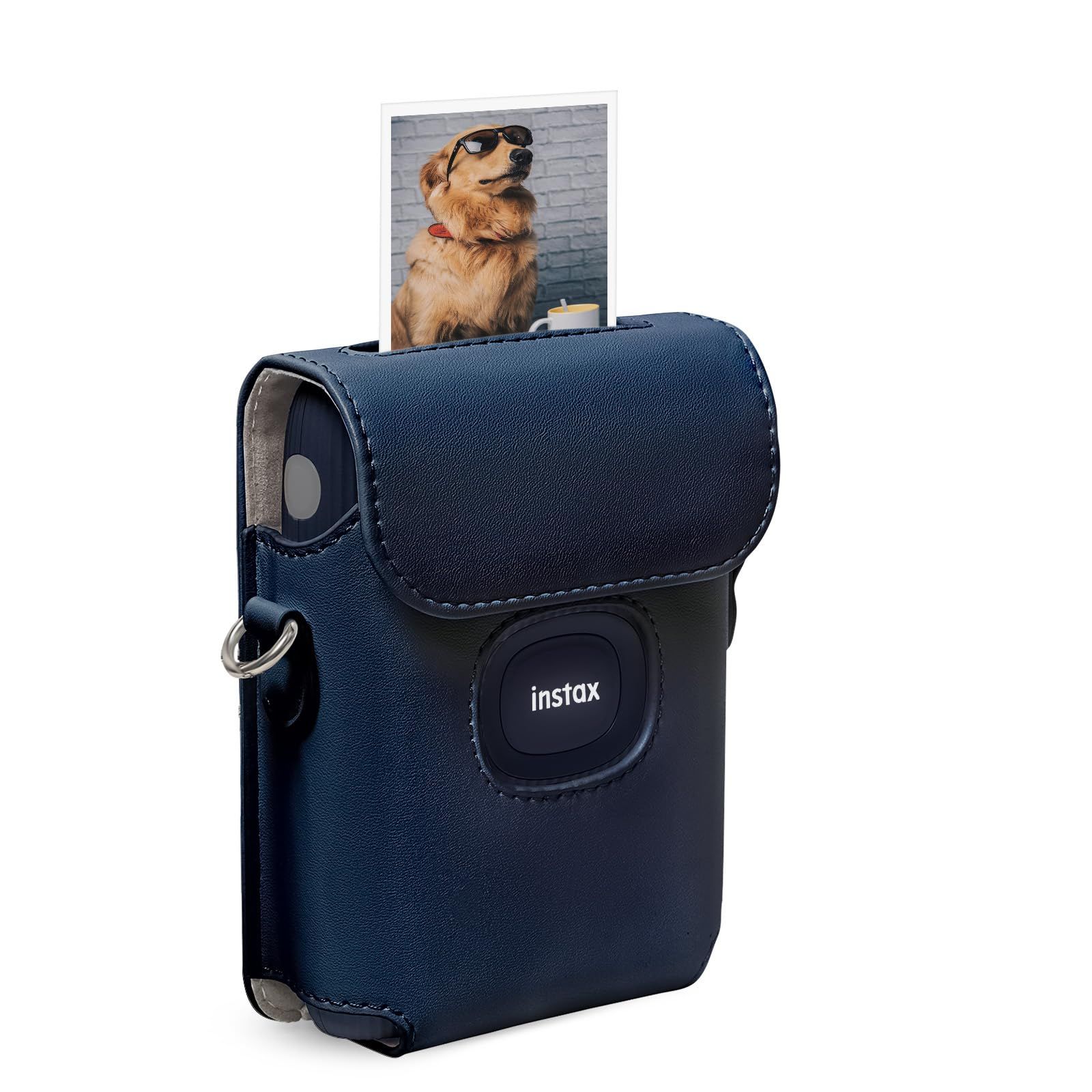 Kinokoo Instax Mini Link2 Case Fujifilm Cheki Smartphone Printer Mini Link2 Protective Bag with Shoulder Strap, PU Leather Case Can Be Printed (Blue)