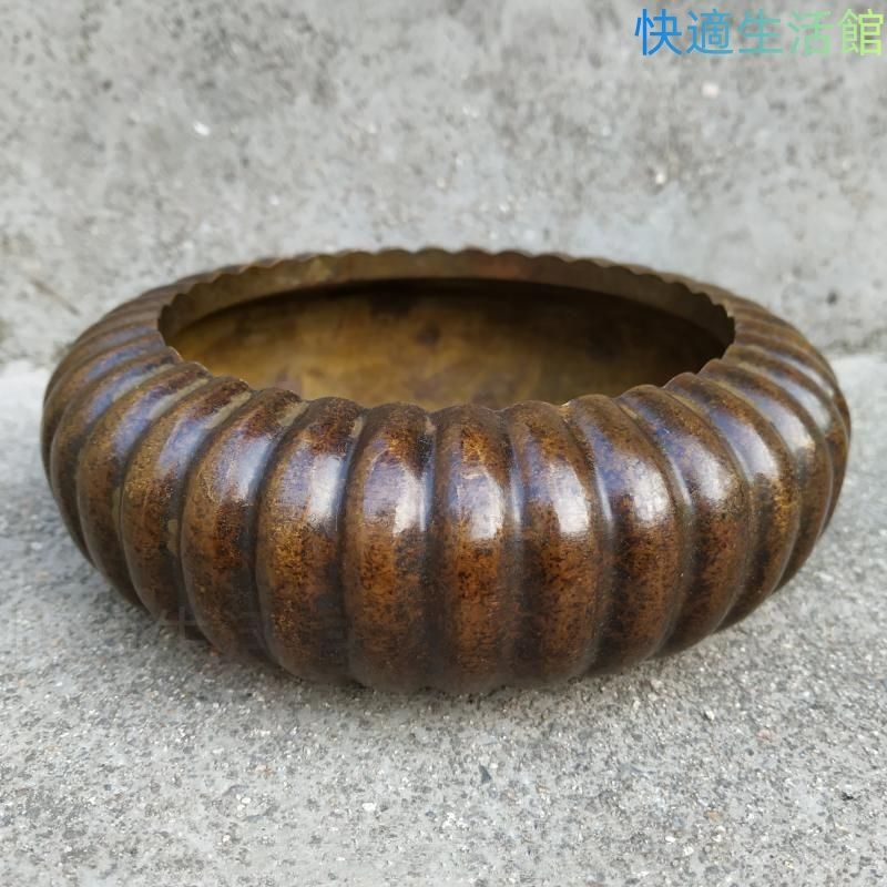 宣款 瓜紋筆洗 銅製 書道具 文房具 工芸品 美術品 置物 宣款 瓜紋筆洗 銅製 書道具 文房具 工芸品 美術品 dd0614