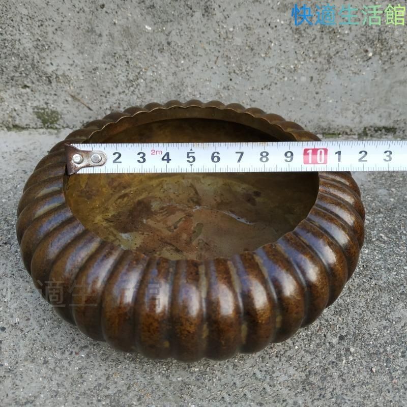 宣款 瓜紋筆洗 銅製 書道具 文房具 工芸品 美術品 dd0614