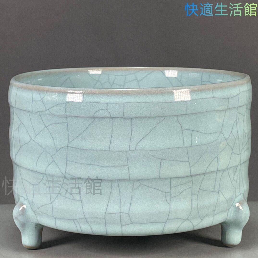 汝磁器開片三足香炉 香道具 景徳鎮 陶磁器 装飾品 現代