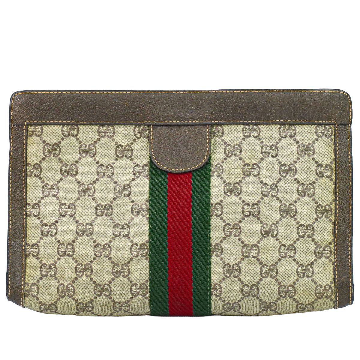 本物 グッチ GUCCI オールドグッチ シェリーライン GGスプリーム クラッチバッグ セカンドバッグ ベージュ Sherry Line バッグ 中古・