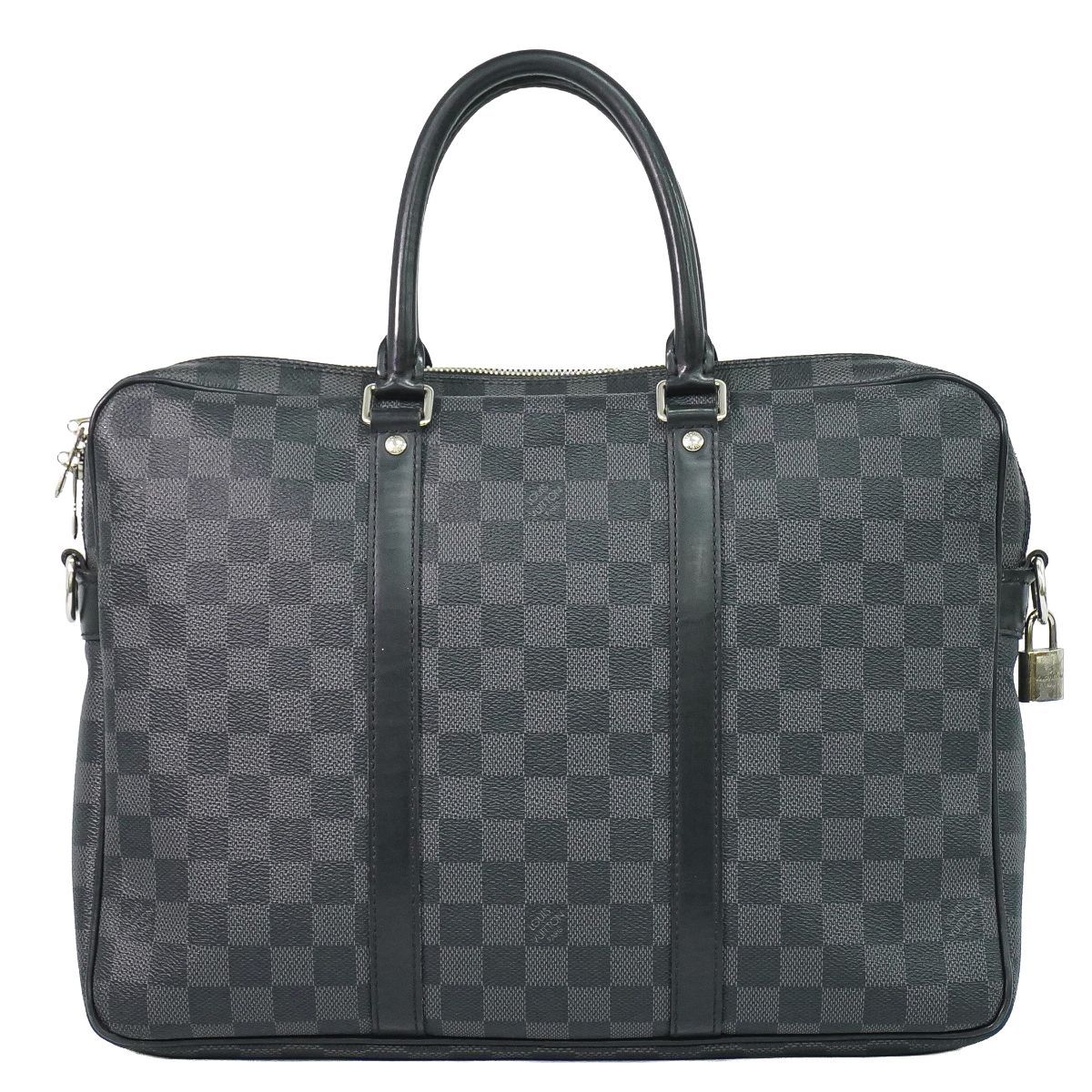本物 ルイヴィトン LOUIS VUITTON LV ポルト ドキュマン ヴォワヤージュ PM ダミエ グラフィット ビジネスバッグ ブラック グレー N41478 ビトン バッグ 中古・ 本物 ルイヴィトン LOUIS VUITTON LV ポルト ドキュマン