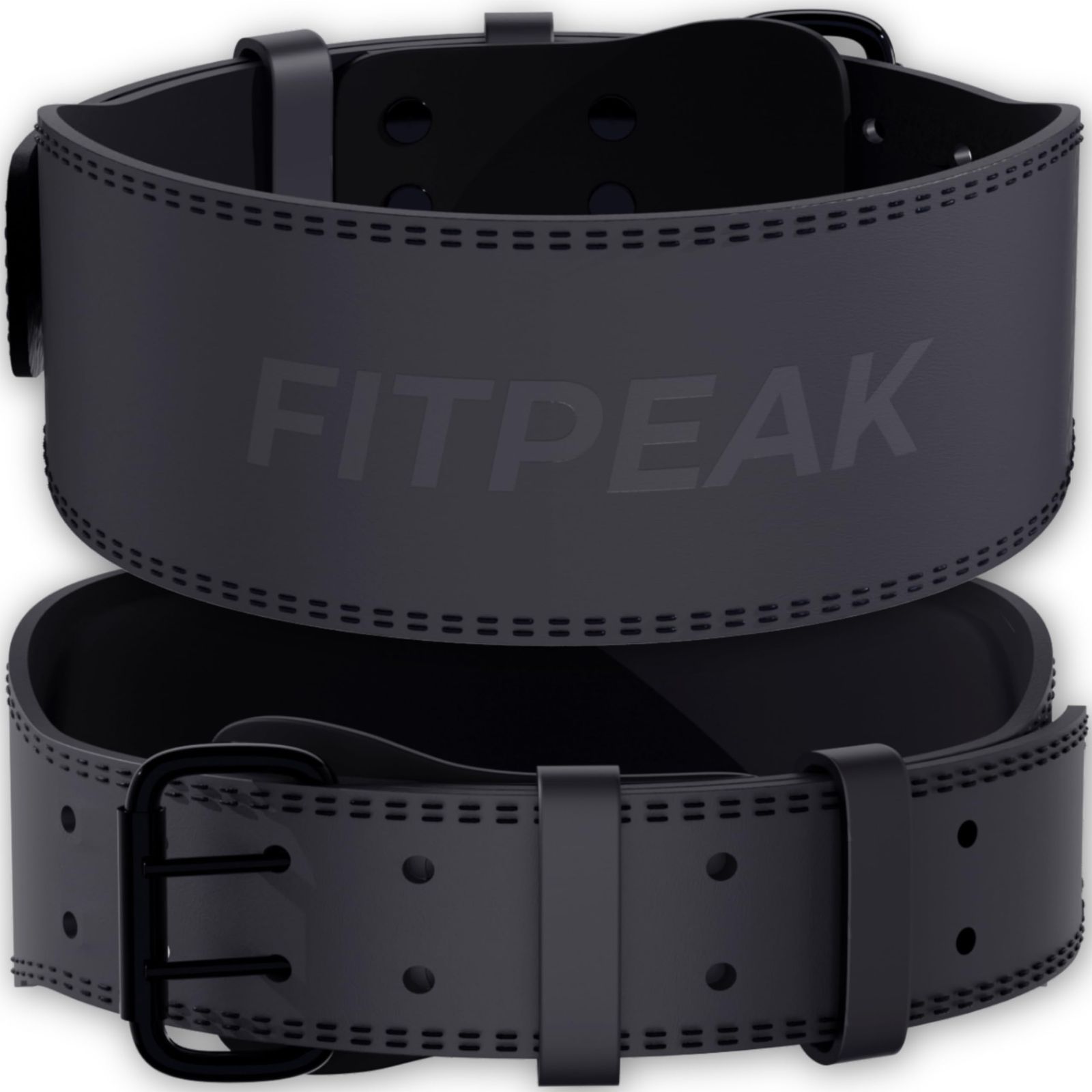 FITPEAK トレーニングベルト 【プロ仕様の本牛革】 パワーベルト 筋トレ 本牛革 腰 ベルト ウェイトリフティング フルブラック Sサイズ [S]