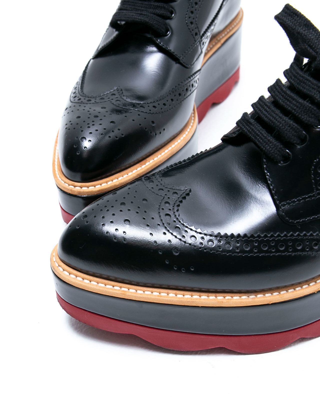 PRADA プラダ プラットフォーム厚底ウィングチップレザーシューズ 箱