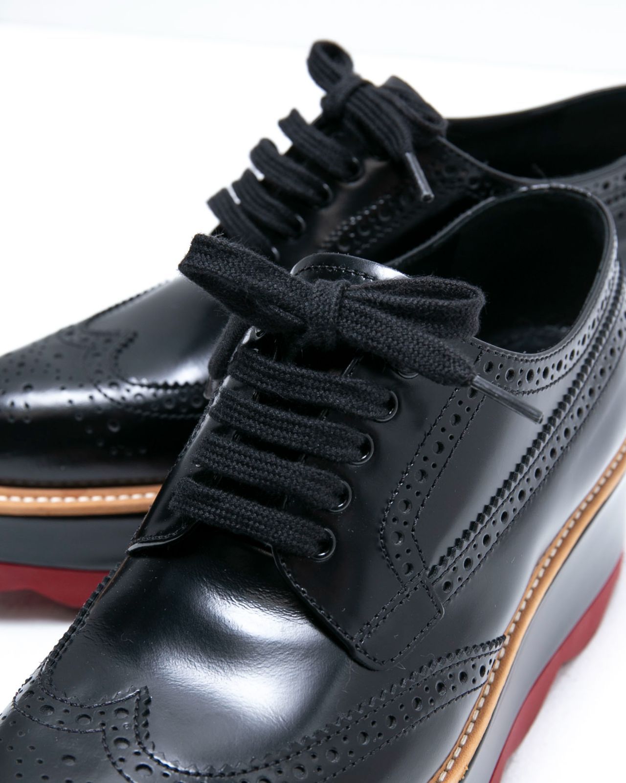 PRADA プラダ プラットフォーム厚底ウィングチップレザーシューズ 箱 