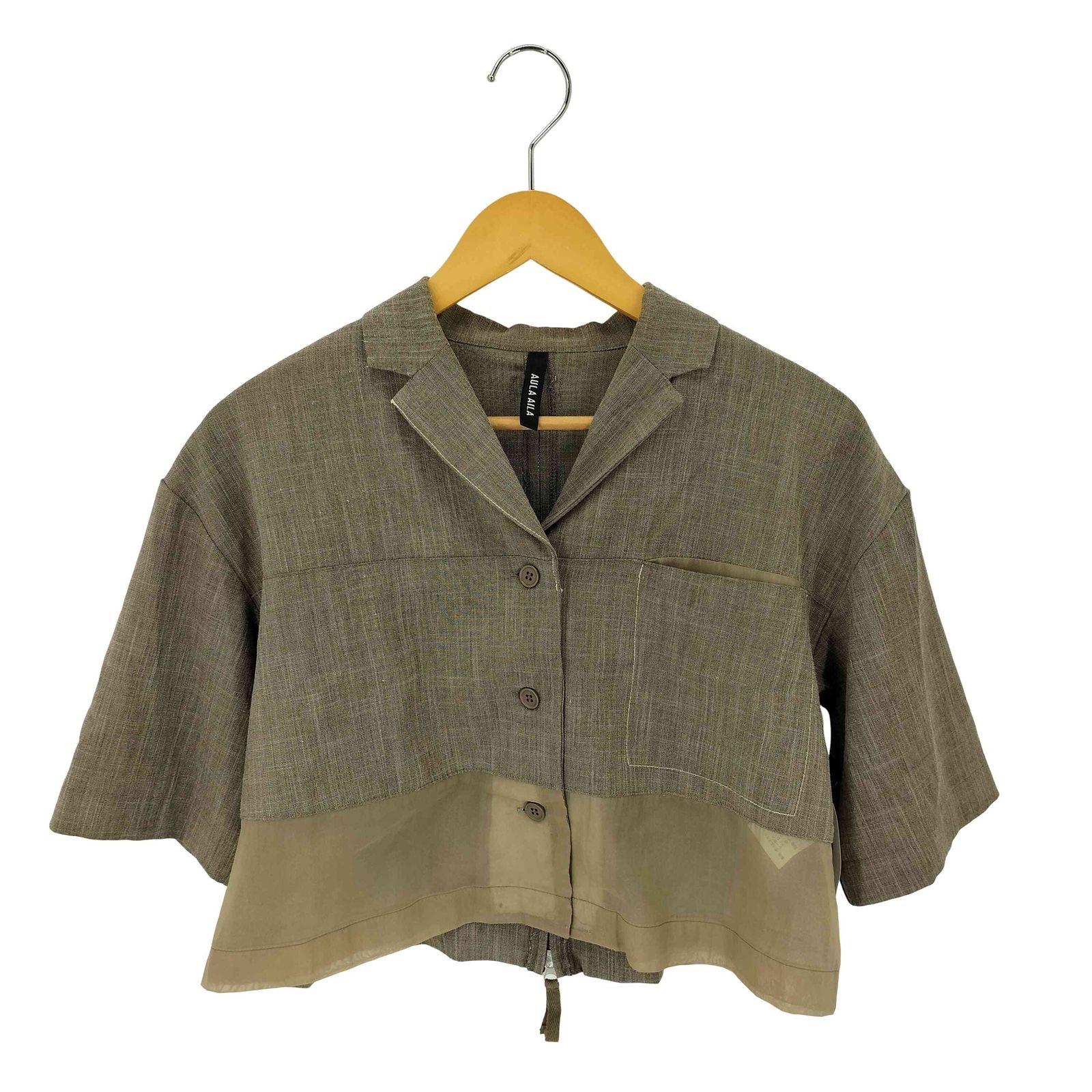 アウラアイラ AULA AILA SHEER PARTS OPEN COLLAR SHIRT シアーパーツ 