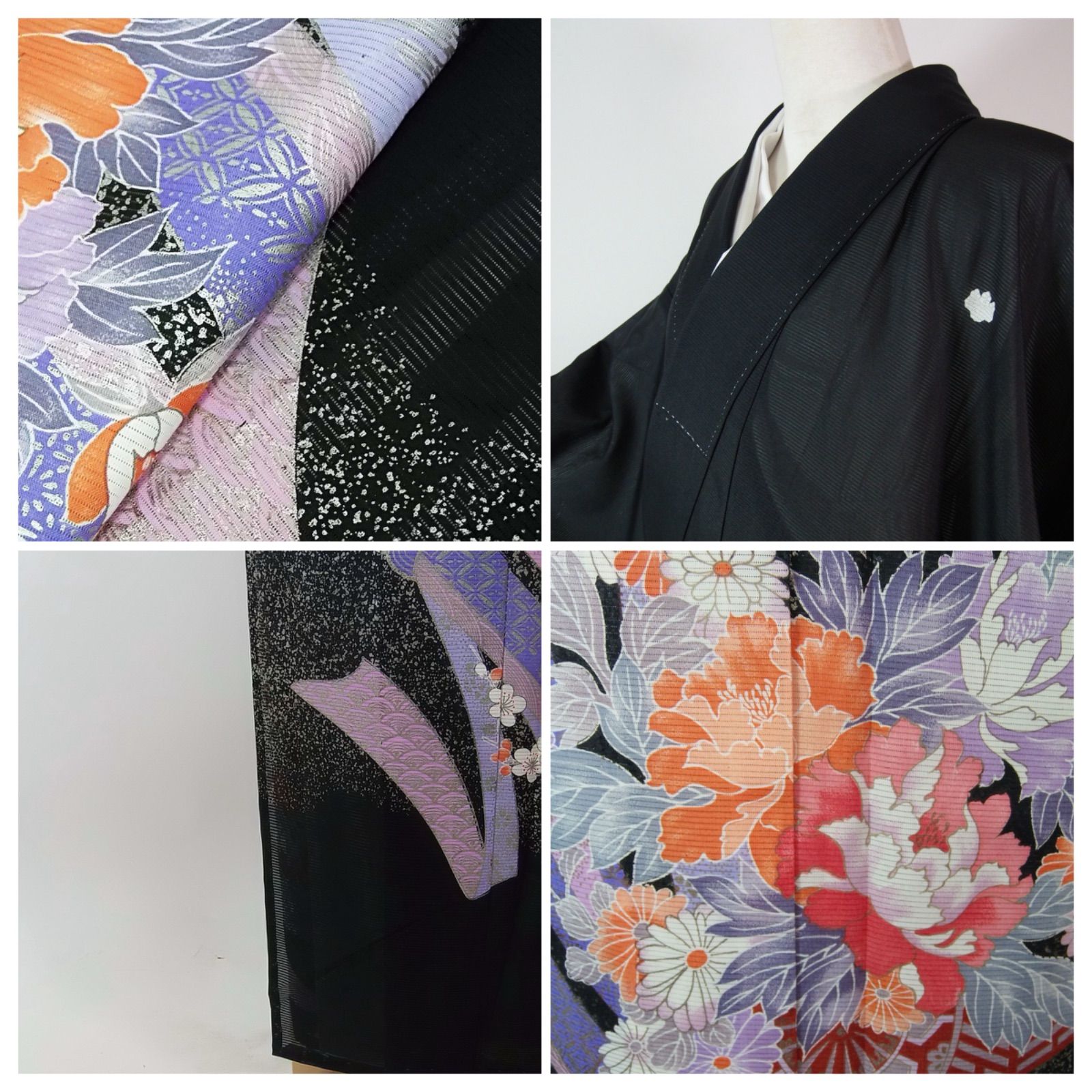 豪華絢爛 洗える夏黒留袖 駒絽 花車文様 銀彩 比翼仕立て 袖襦袢付