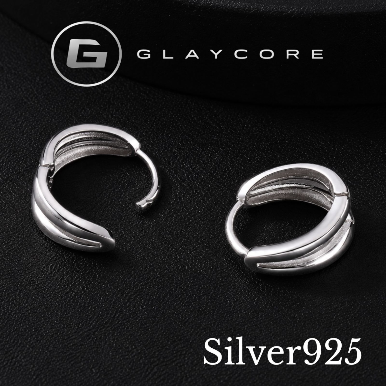 GLAYCORE】 片耳 二重 ダブル フープピアス ハンドメイド シルバー