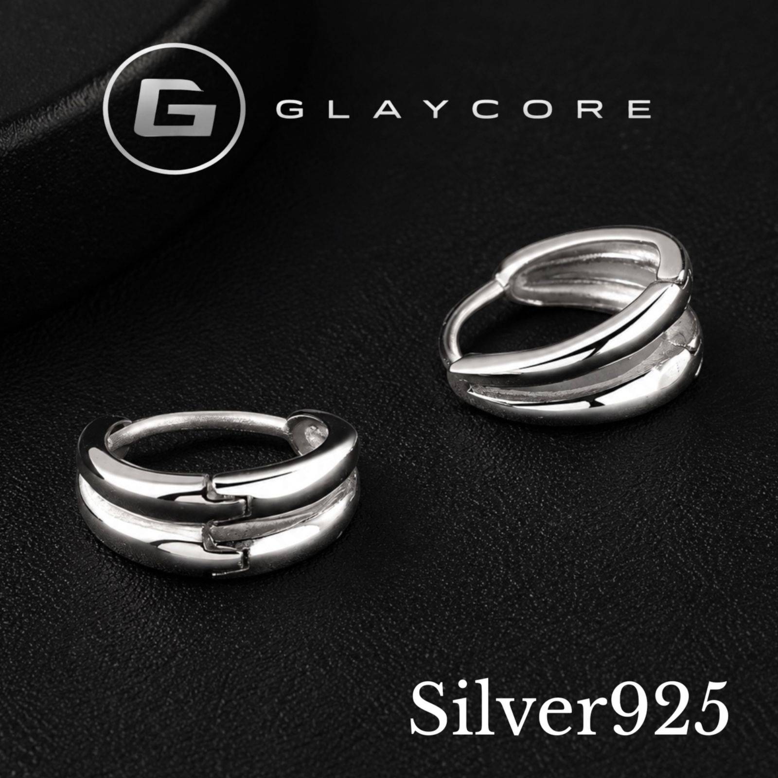 GLAYCORE】 片耳 二重 ダブル フープピアス ハンドメイド シルバー 