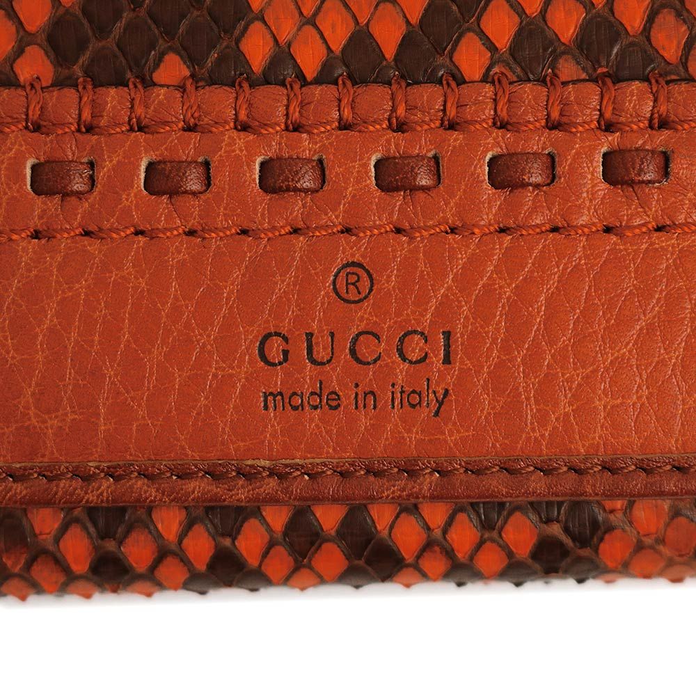 GUCCI グッチ 長財布 レザー オレンジ インターロッキング 二つ折り グッチ 338608 レイドバック クラフティー パイソン カーフスキン