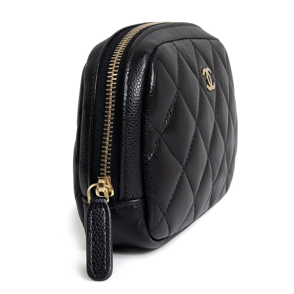 k*a様 CHANEL ブラック 化粧ポーチ ダイアモンドパターン シャネル