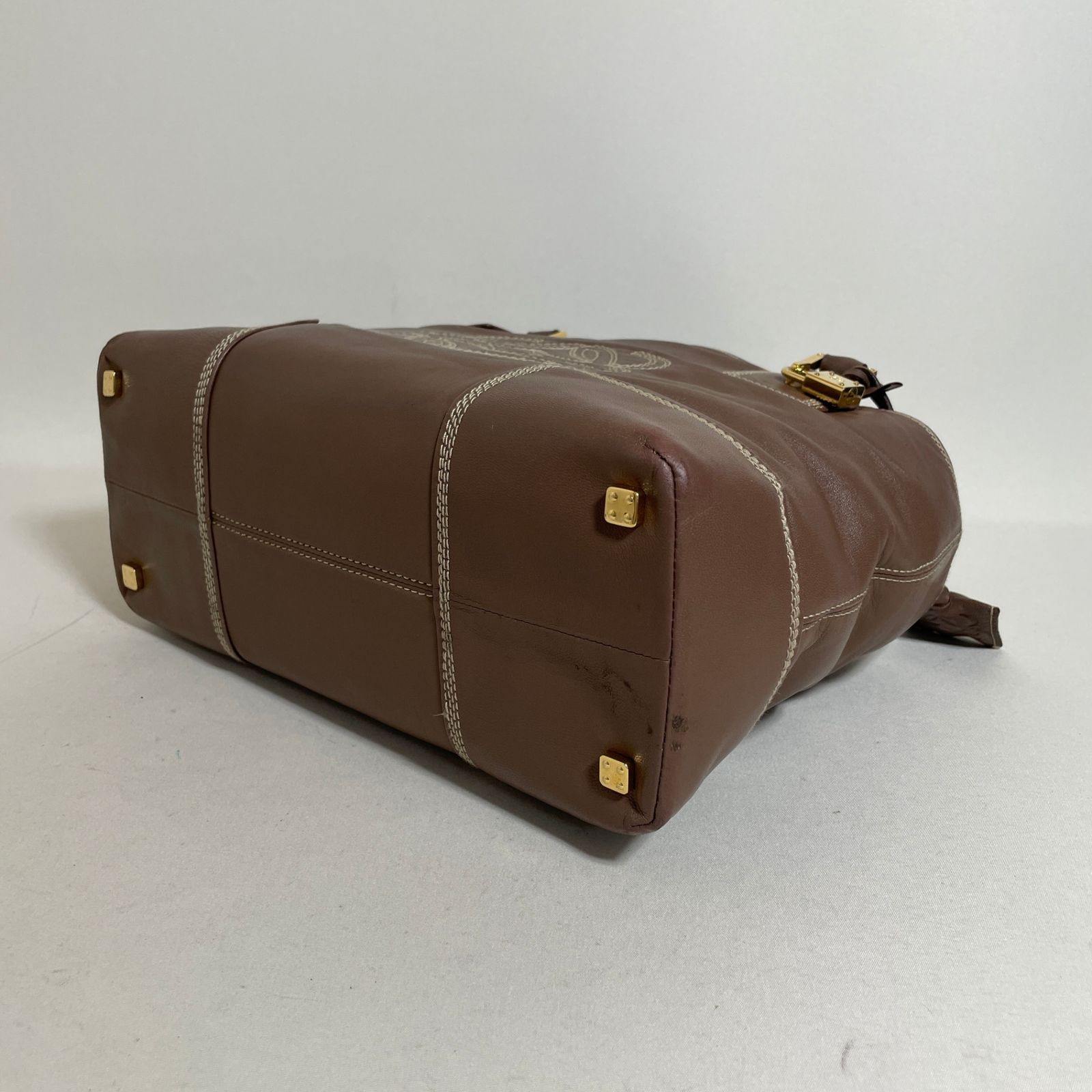 2605-78｜ロエベ ハンドバッグ レザー ブラウン - メルカリ