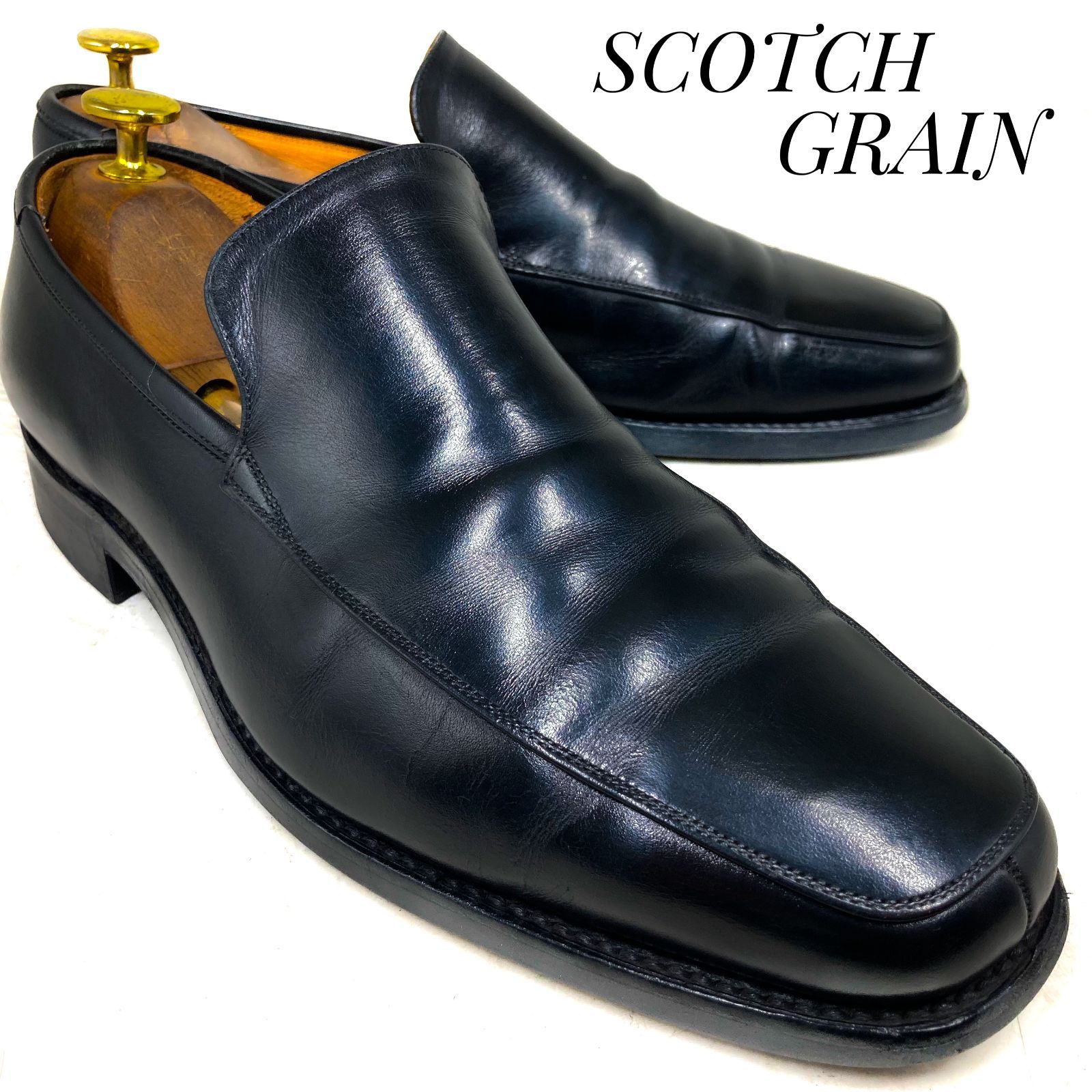 SCOTCH GRAIN スコッチグレイン レザーローファー 7541 黒 ブラック 24.5cm　革靴 ビジネスシューズ ドレス カジュアル 本革 本皮 メンズ