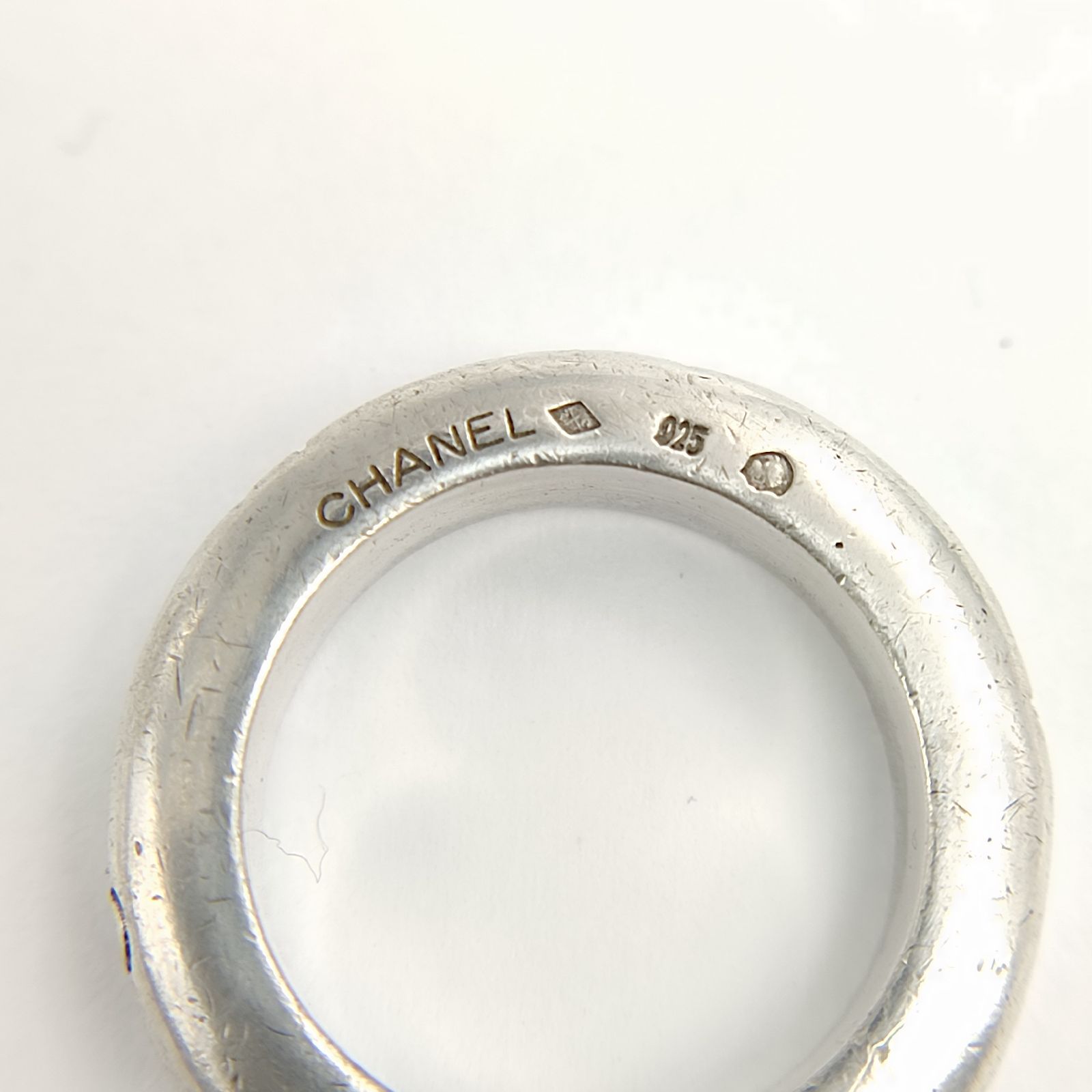 美品】CHANEL シャネル シグネチャー ロゴリング シルバー925 