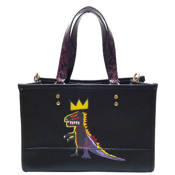 COACHトートバッグ バスキアコラボ 2WAYバッグ 中古A】コーチ COACH レザー バスキアコラボ 2WAY トートバッグ