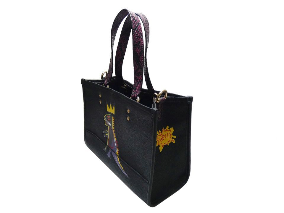 COACH トートバッグ ブラック バスキア　C5661 中古A】コーチ COACH レザー バスキアコラボ 2WAY トートバッグ