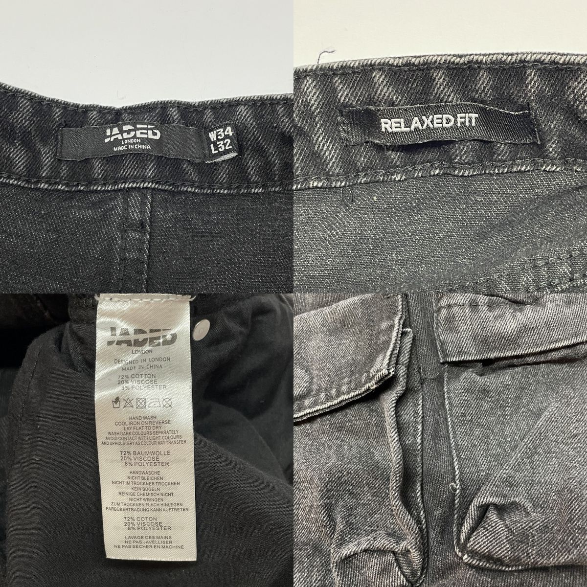 JADED LONDON ジェイデッドロンドン デニムカーゴパンツ W34L32 