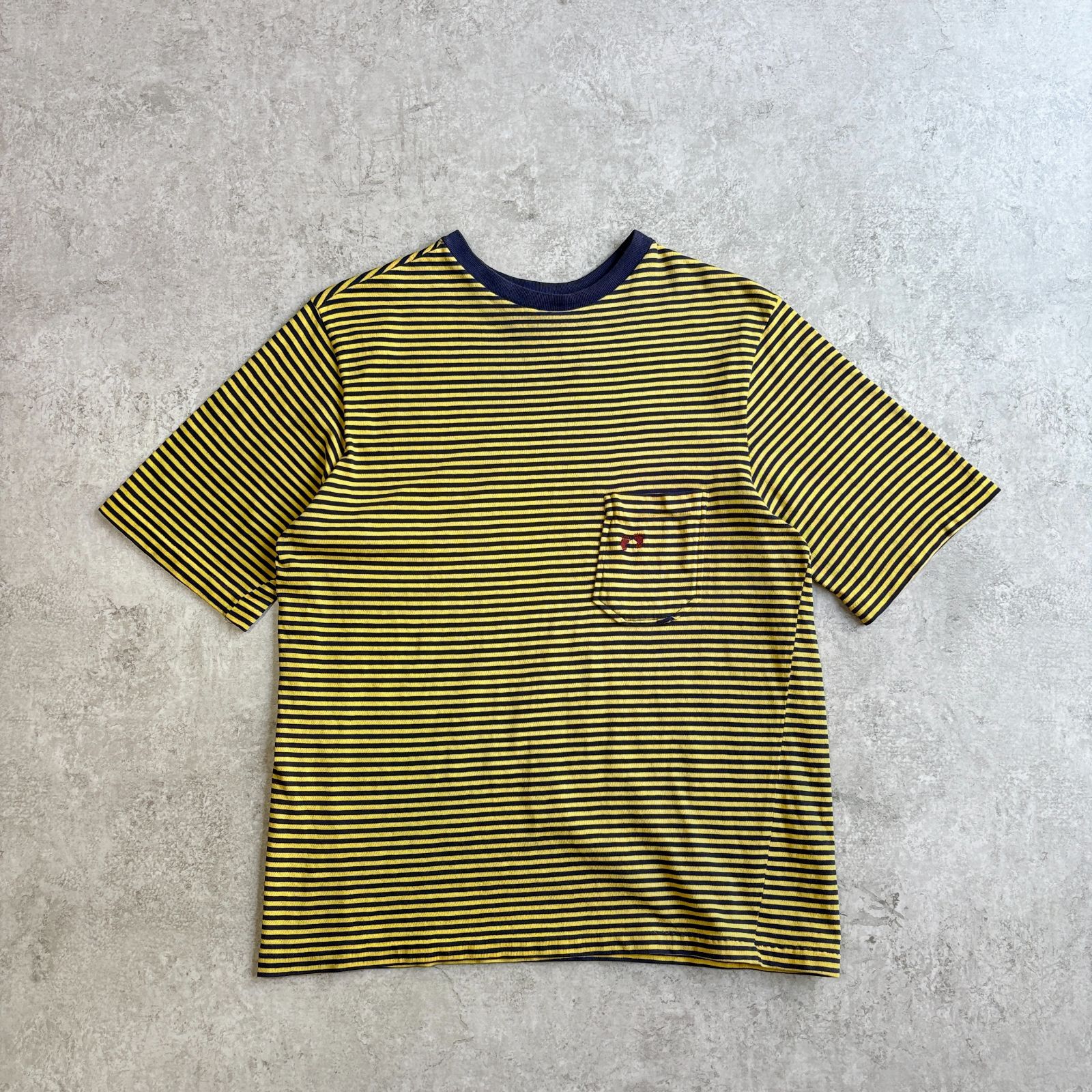 70~80s USA製 HANG TEND Border Pocket T-shirt 【 yellow × navy 】 ハンテン ボーダー ポケット Tシャツ TEE 【 イエロー × ネイビー 】 11,880円