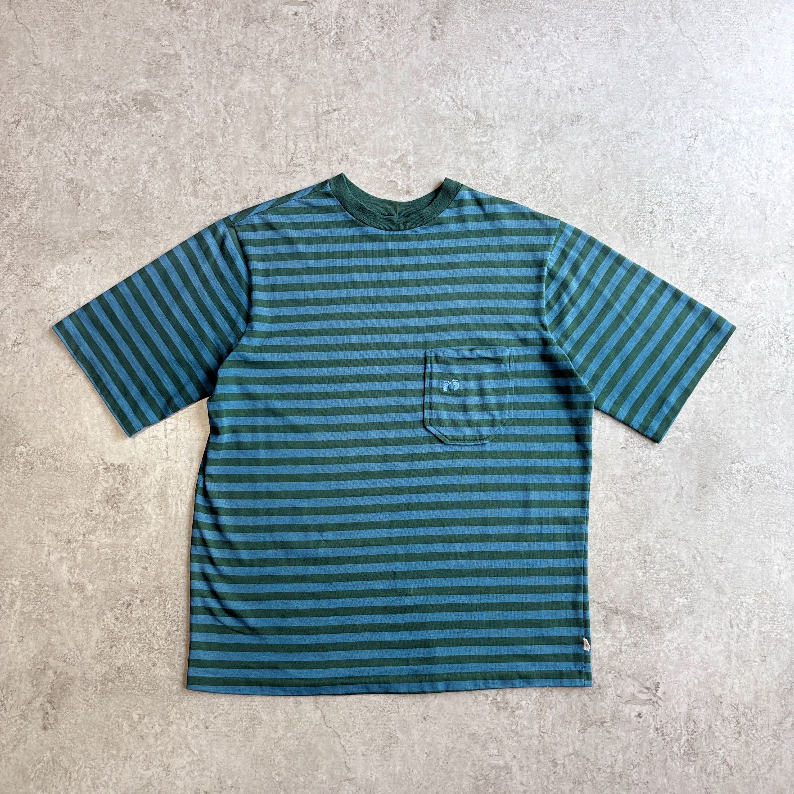 70~80s HANG TEND Border Pocket T-shirt 【 green × blue 】 ハンテン ボーダー ポケット Tシャツ TEE 【 グリーン × ブルー 】