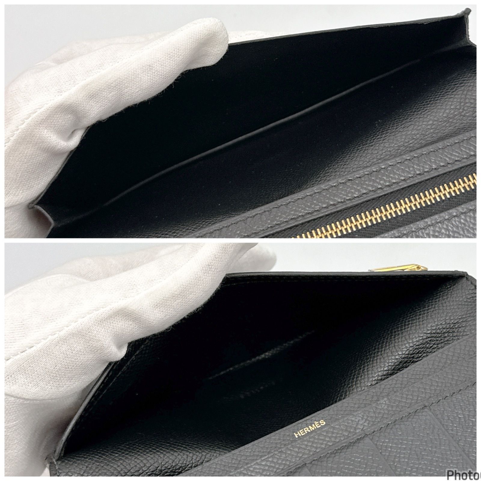 エルメス✨ベアン✨スフレ✨ブラック✨二つ折り 長財布 エプソン